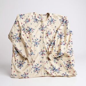 Floral Snap-Up Long Sleeve Scrub Shirt